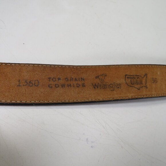 VTG Wrangler Gray Leather Belt with woven detail &metal tips tooled size 36 - Picture 10 of 10